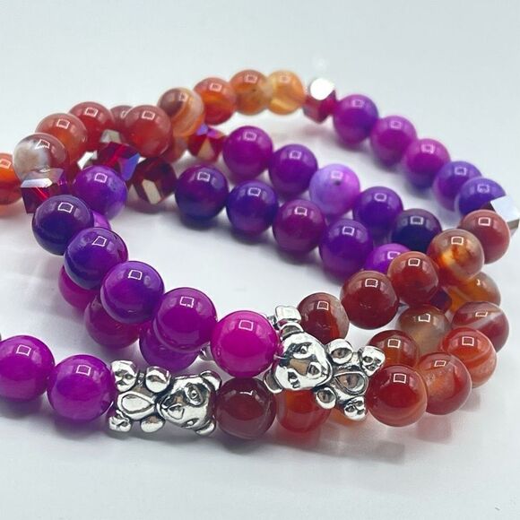 Crystal beaded stretch bracelet ONE NEW sugalite carnelian reiki meditation yoga - Picture 8 of 9